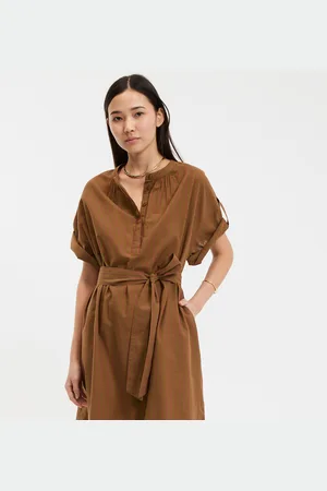 La Redoute Striped Maxi Dress with Round Neck and 3/4 Length Sleeves
