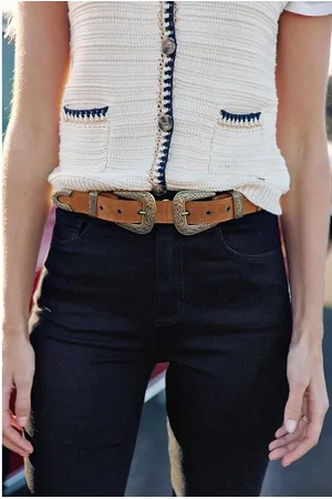 La Petite Etoile Assia Leather Belt with Double Buckle