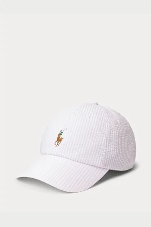 Ralph Lauren Baseball Cap with Logo in Striped Seersucker
