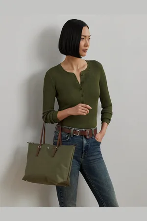 Ralph Lauren Keaton Medium Tote Bag in Polyamide and Leather