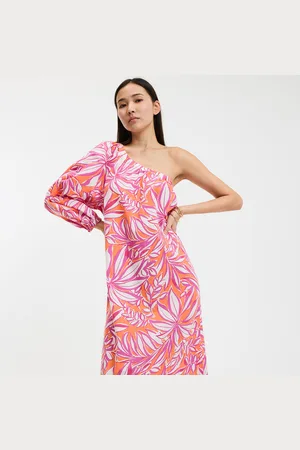 La Redoute Printed Asymmetric Maxi Dress with Long Sleeves