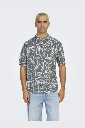 Only & Sons Printed Short Sleeve Shirt in Viscose and Linen