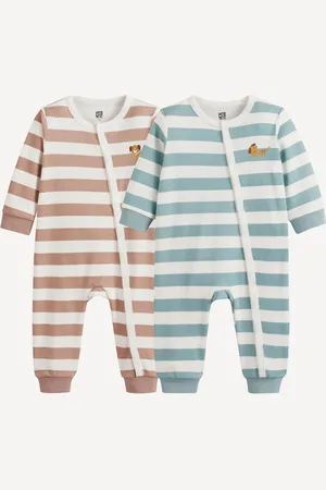 La Redoute Pack of 2 Striped Sleepsuits Without Feet