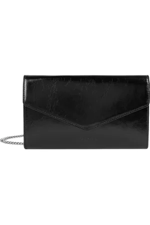 Lancaster Leather Clutch Bag with Flap and Press Stud, Rétro & Glam