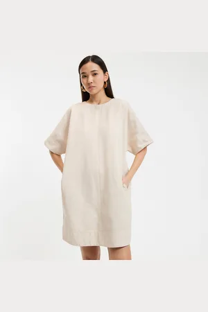 La Redoute Flared Denim Dress with Short Sleeves