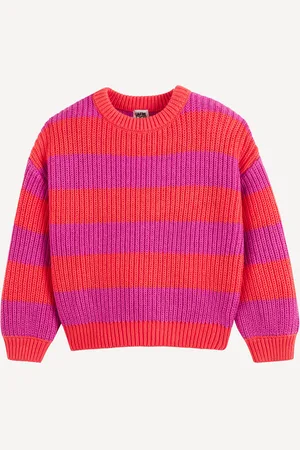 La Redoute Striped Chunky Knit Jumper with Crew Neck