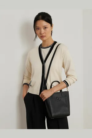 Ralph Lauren Cameryn Small Leather Tote Bag with Shoulder Strap