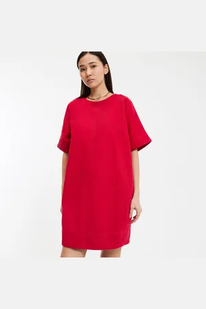 La Redoute Flared Denim Dress with Short Sleeves