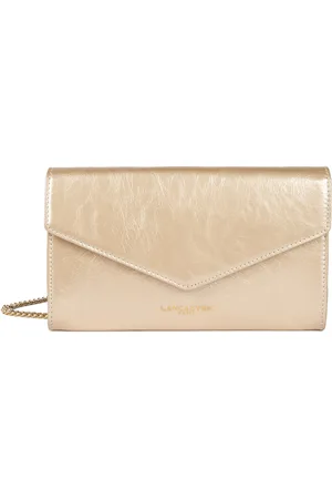 Lancaster Leather Clutch Bag with Flap and Press Stud, Rétro & Glam
