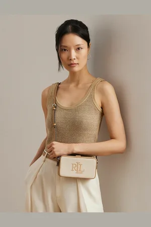 Ralph Lauren Witley Clutch Bag with Shoulder Strap in Canvas and Leather