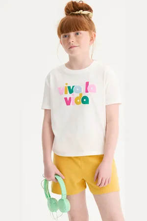La Redoute Slogan Print T-Shirt with Short Sleeves