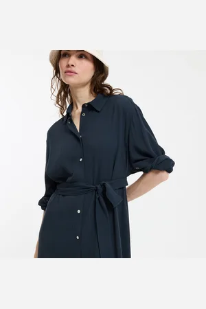 La Redoute Crepe Shirt Dress, Mid-Length, Long Sleeves