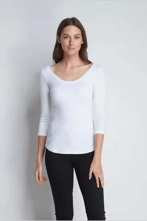 Lavender Hill Clothing 3/4 Sleeve Boat Neck Cotton Modal Blend T-Shirt