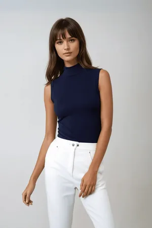 Lavender Hill Clothing Sleeveless Mock Neck Micro Modal Top