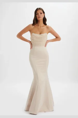 Lavish Alice RENATA Bonded Satin Corset Maxi Dress In S UK8