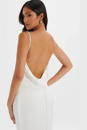 Lavish Alice PRE-ORDER DANI Cowl Neck Satin Maxi Dress with Pearl Straps in XS UK6