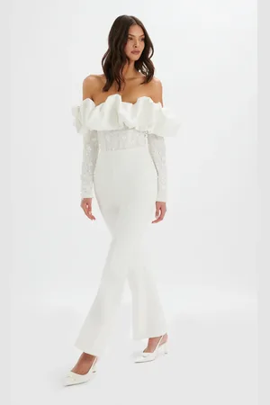 Lavish Alice TALLULAH 3D Embroidered Satin Puff Jumpsuit in S UK8