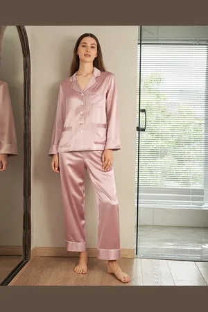 Lilysilk Womens Silk Pyjamas Pink 22 Momme Silk Ultimate In Luxurious Glamour Long Sleeve Pyjamas XL