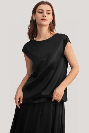 Lilysilk Silk Tops For Women Pure Silk Vintage Cap Sleeve Silk Blouse M