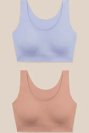 Lilysilk Silk Bra Breathable One-Size-Fits-Most Classic Wireless Silk Bra For Women 2 Packs- One Size