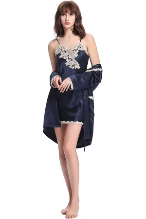 Lilysilk Silk Nightie Eco-Friendly 1 Silk Nightdress & Dressing Gown Set With Delicate Lace M