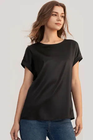 Lilysilk Ladies Silk Tshirts Silk Blended Soft Cap Sleeve Silk Tops L