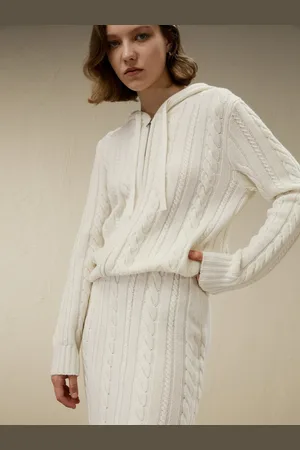 Lilysilk Wool Jumper Women Wool Cashmere Elegant Zip-Up Hoodie Merino Wool Jumper L