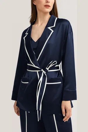 Lilysilk Silk Dressing Gowns For Women 1% Silk Skin Friendly Contrast Piping Robe M