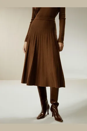 Lilysilk Midi Skirt Ladies Pure Wool Classic Pleated Skirt L