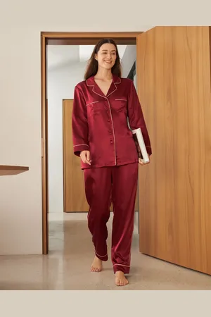 Lilysilk Ladies Silk Pjs Red Pure Silk Comfortable Elastic Waist Pj Sets L