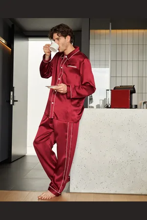 Lilysilk Silk Pjs For Men United Kingdom 22mm Long Sleeves Unique Red Xl