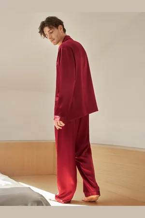Lilysilk Silk Pyjamas For Men Red Xs With Contrast Piping