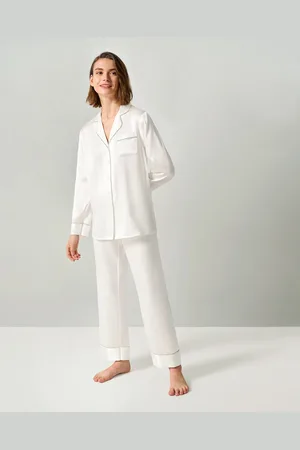 Lilysilk RhineGrey Trimmed Silk Pjs Oeko-Tex Online United Kingdom M