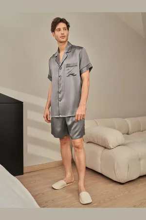 Lilysilk Mens Silk Pyjamas Grey M 22mm Quality Silk