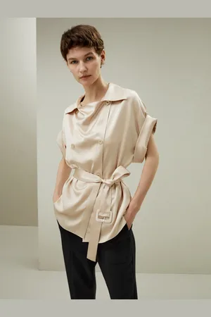 Lilysilk Silk Top Women 1% Charmeuse Silk Comes With Silk Belt Casual Xl