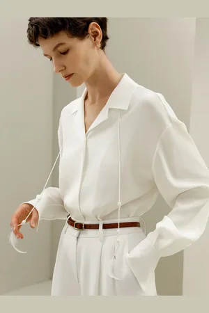 Lilysilk Female Silk Shirts Natural Natural Silk Cool Detachable Baroque-Pearl Blouse M