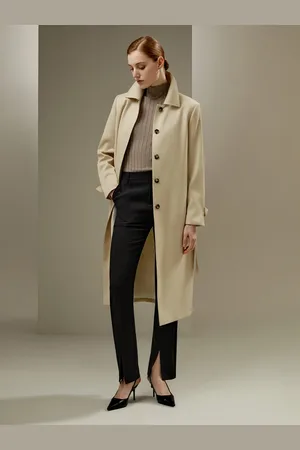 Lilysilk Classic Trenchcoat Silk-Wool Blend Classic Minimalistic Trenchcoat Chic M