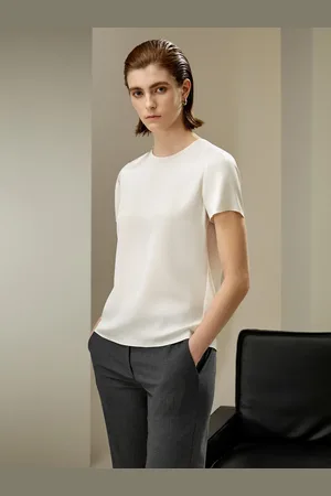 Lilysilk Silk T Shirt Ladies Silk Double Joe Crewneck Wardrobe Must-Have United Kingdom L
