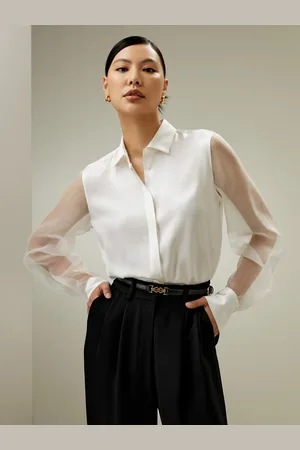 Lilysilk Female Silk Shirts 1% Silk Crisp Sheer Sleeves Versatile For All Occasions L