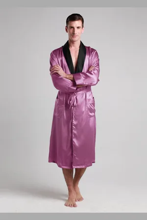 Lilysilk Mens Silk Dressing Gown High Quality 22 Momme Black Collar Silk Dressing Gown XS