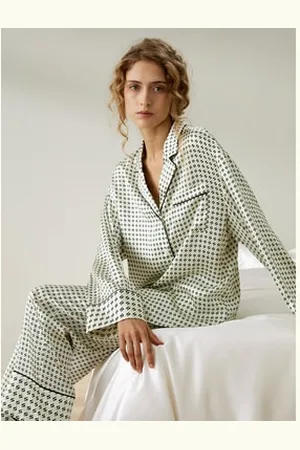 Lilysilk Sleepwear Silk Set Ladies Pure Silk Elegant Long Sleeve Pajamas L