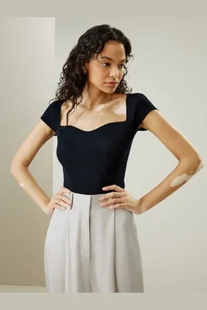 Lilysilk Silk Knit Top Women Quality Stretchy Silk Machine Washable Sweetheart Neck Cap Sleeves M