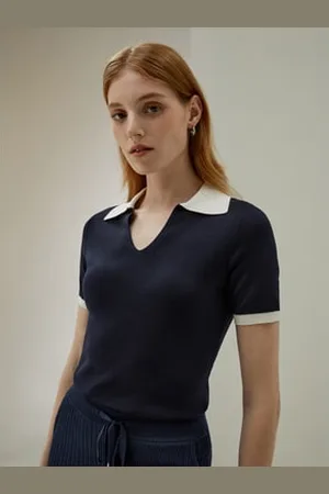 Lilysilk Timeless Mei Silk Knit Polo L