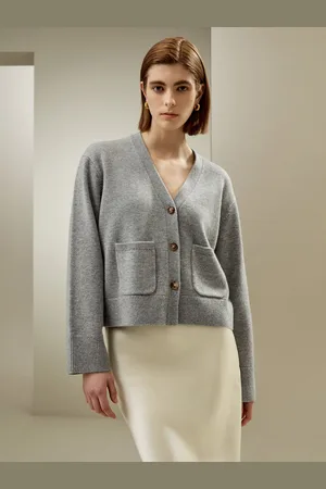 Lilysilk Cashmere Cardigan For Women Cashmere Wool Blend Simple Design Elegant XS