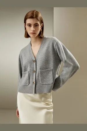 Lilysilk Cashmere Cardigan Women Wool Cashmere Front Pockets Wardrobe Must-Have United Kingdom L