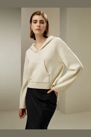 Lilysilk Cropped Wool-Cashmere Blend Hoodie Stylish And Simple United Kingdom L