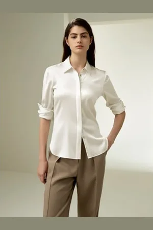 Lilysilk Silk Shirts White Long Sleeve Comfort And Flexibility L