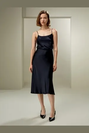 Lilysilk Bias-Cut Silk Midi Skirt Natural Silk Unique Glossy Smooth Feel