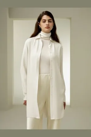 Lilysilk Classic Longline Silk Shirt Stylish Look Breathable L