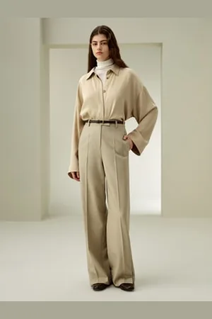 Lilysilk Straight-Leg Pants Silk-Wool Blend Nique Button Details Ultimate Luxury To Your Skin United Kingdom